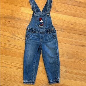 Gap Disney Kids Blue Denim Overalls with Minnie Mouse Embroidered Character 5yrs